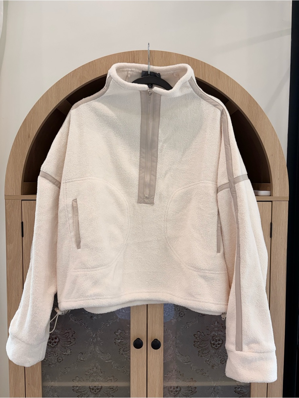 Never worn! Women's Cream Sherpa Half-Zip Pullover Hoodie